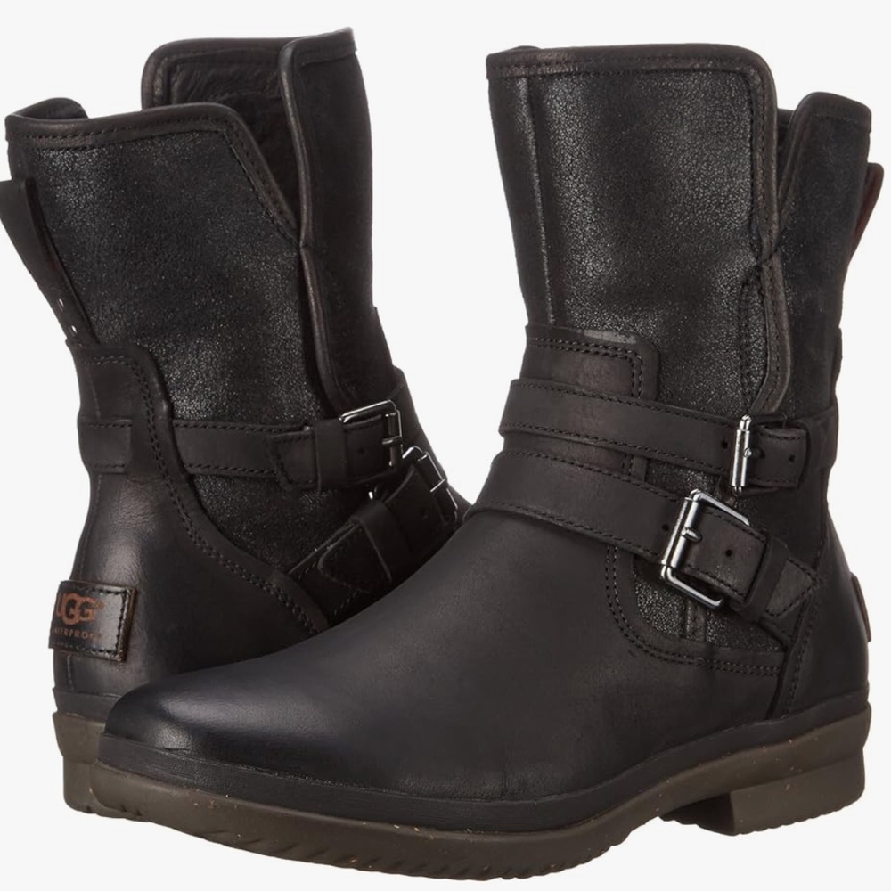 UGG Simmons Leather Snow Boots - shearling lined snow boots size 8